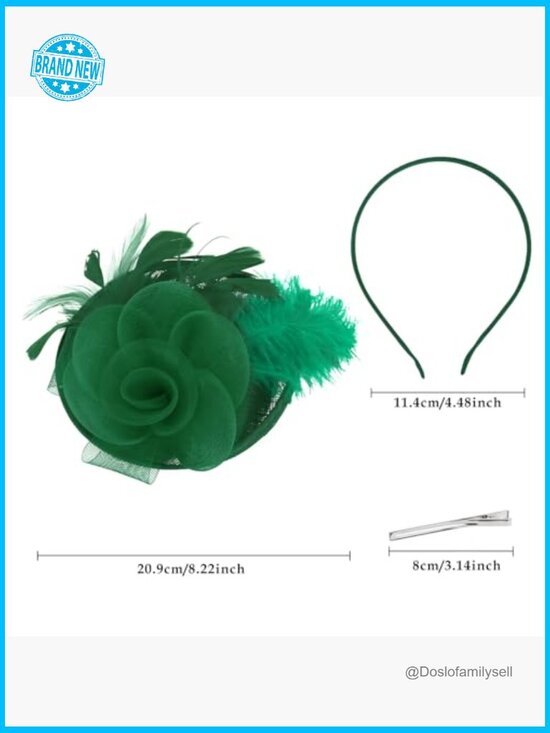 Feather Derby Fascinator Hat with Headband Clip Elegant Cocktail Wedding Tea main image 7